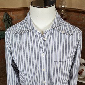 Anne Klein II Women's Striped Blouse White and Gray Size M